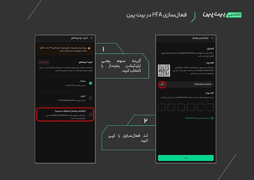 بعد از انتخاب رمز ساز و دانلود اپلیکیشن، وارد اپلیکیشن شده و کد فعالسازی را کپی کنید.