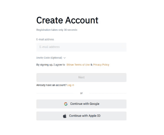 ثبت نام در صرافی bitrue