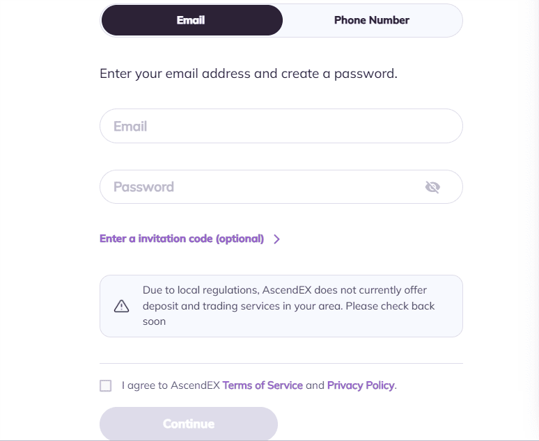 ثبت نام در صرافی ascendex