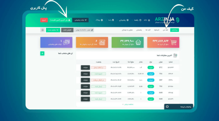 برداشت در صرافی ارزینجا