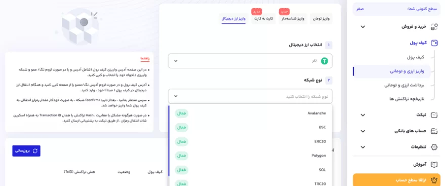 واریز ارز در صرافی Exnovin