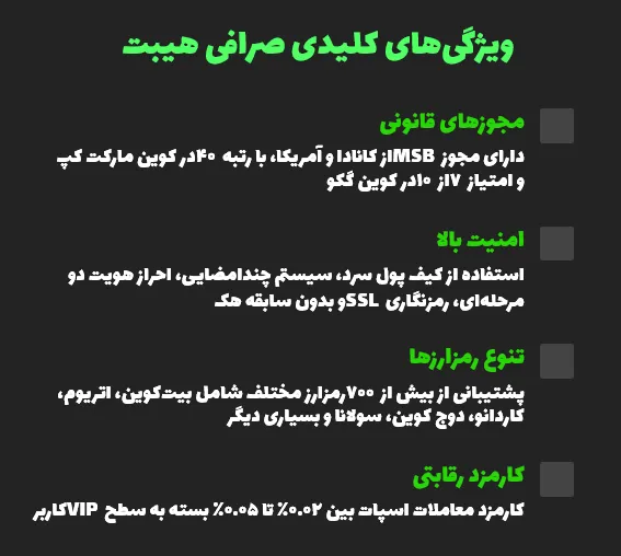 ویژگی های صرافی هیبت