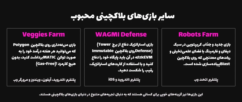 سایر بازی‌های بلاکچینی محبوب
