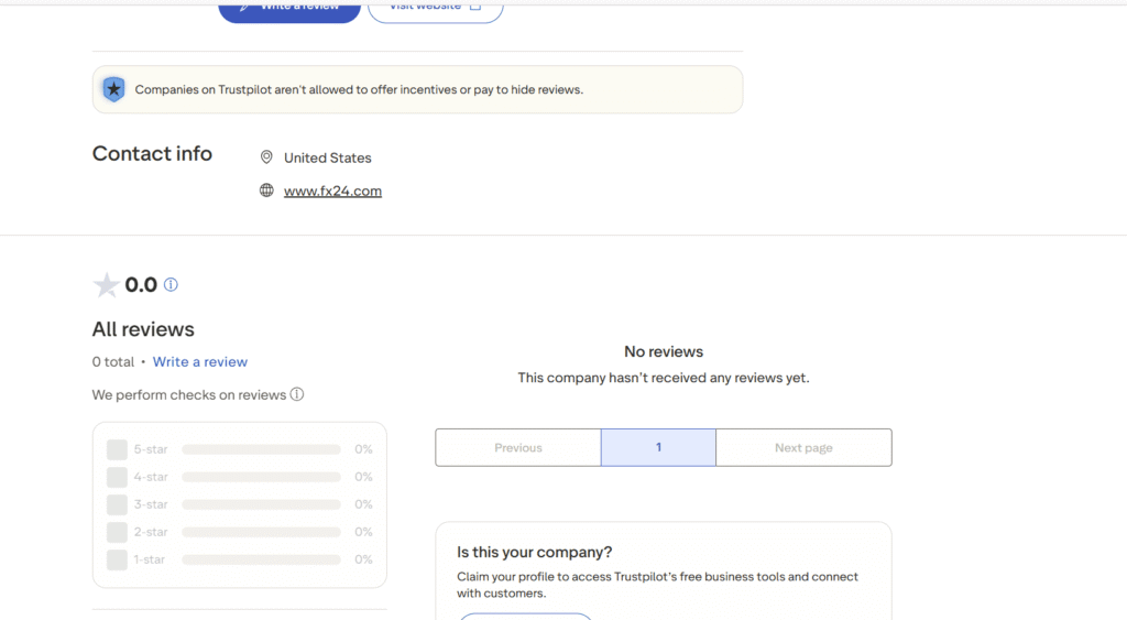 بررسی بروکر اف ایکس 24 در Trustpilot تو اعتبار