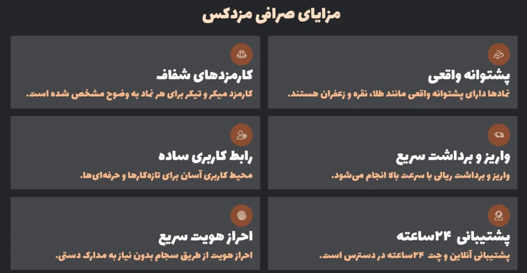 مزایای صرافی مزدکس