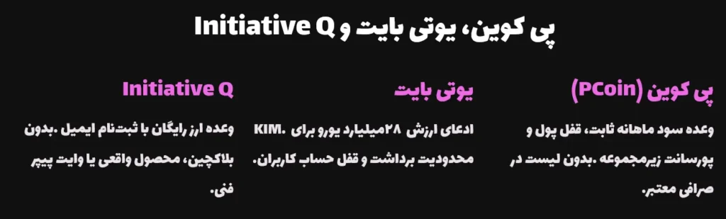 پی کوین، یوتی بایت و Initiative Q