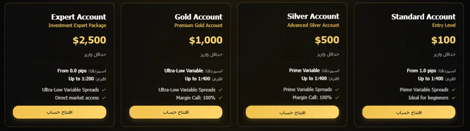 انواع حسابهای بروکر راوکس گلوبال