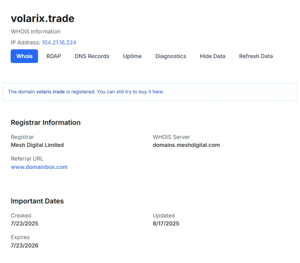 سایت بروکر Volarix