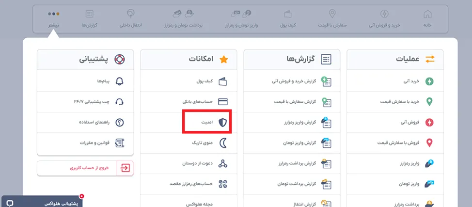امنیت و ارتقای امنیت حساب کاربری صرافی هلواکس