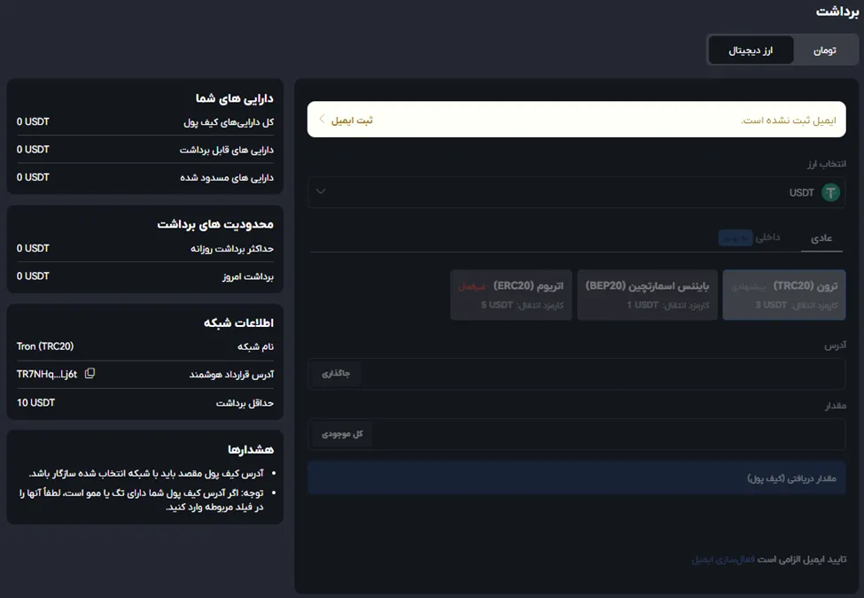 برداشت ارز دیجیتال از صرافی کپیتالی نو