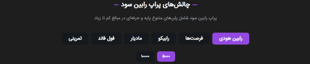انواع طرح و چالش های پراپ فرم رابین سود