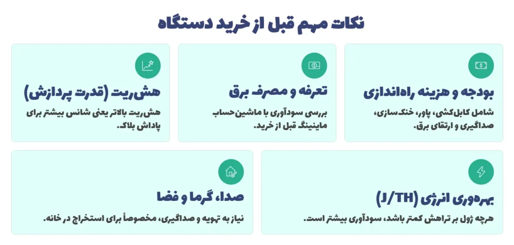 نکات مهم قبل از خرید دستگاه
