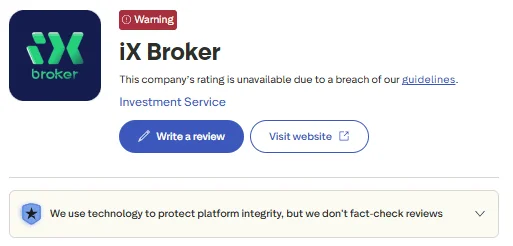 بررسی IXBroker در Trustpilot