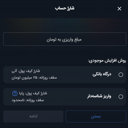 واریز تومانی در صرافی ارز دیجیتال بیت برگ
