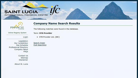 ثبت بروکر اس تی بی در کشور سنت لوسیا با نام STB Provider LTD