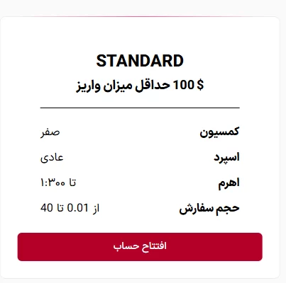 حساب استاندارد در بروکر اس تی بی
