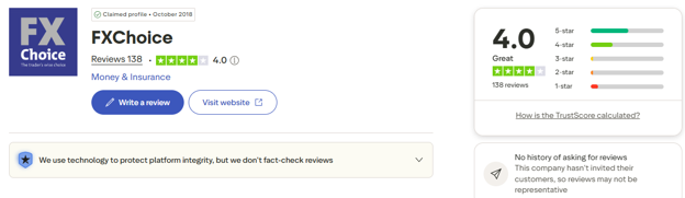 بررسی بروکر اف ایکس چویس در Trustpilot