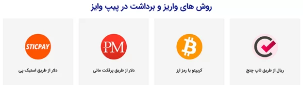 روش های واریز و برداشت بروکر پیپ وایز
