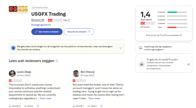 بررسی بروکر USGFX در Trustpilot