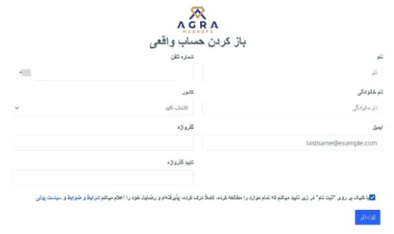 ثبت نام و احراز هویت بروکر آگرا مارکتس