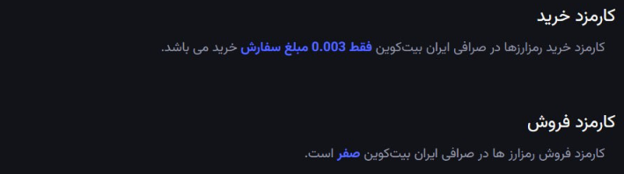 کارمزد معاملات در صرافی ایران بیت کوین