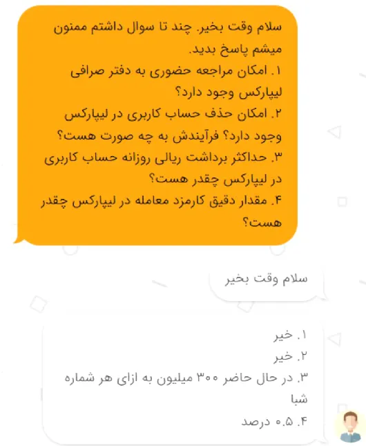 کارمزد معاملات در صرافی لیپارکس