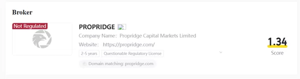 بررسی بروکر Propridge در WiKiFx تو قسمت اعتبار