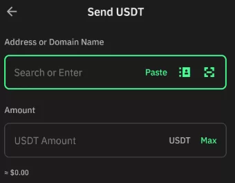 ارسال تتر از کیف پول شخصی