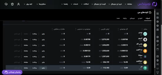 ساخت کیف پول تتر در نوبیتکس