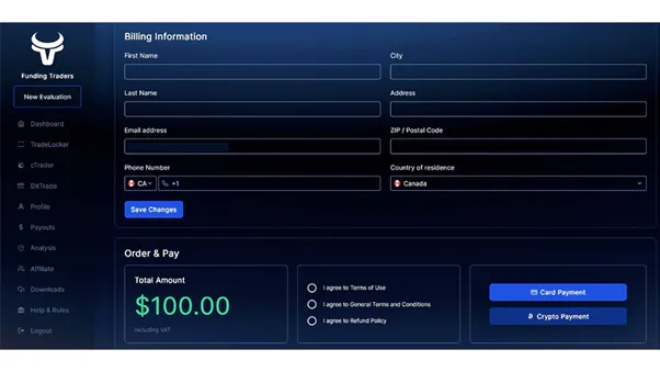 واریز و برداشت درپراپ فرم Funding Traders به چه شکل است؟