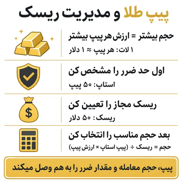 اهمیت پیپ طلا در تعیین حجم معامله و مدیریت ریسک