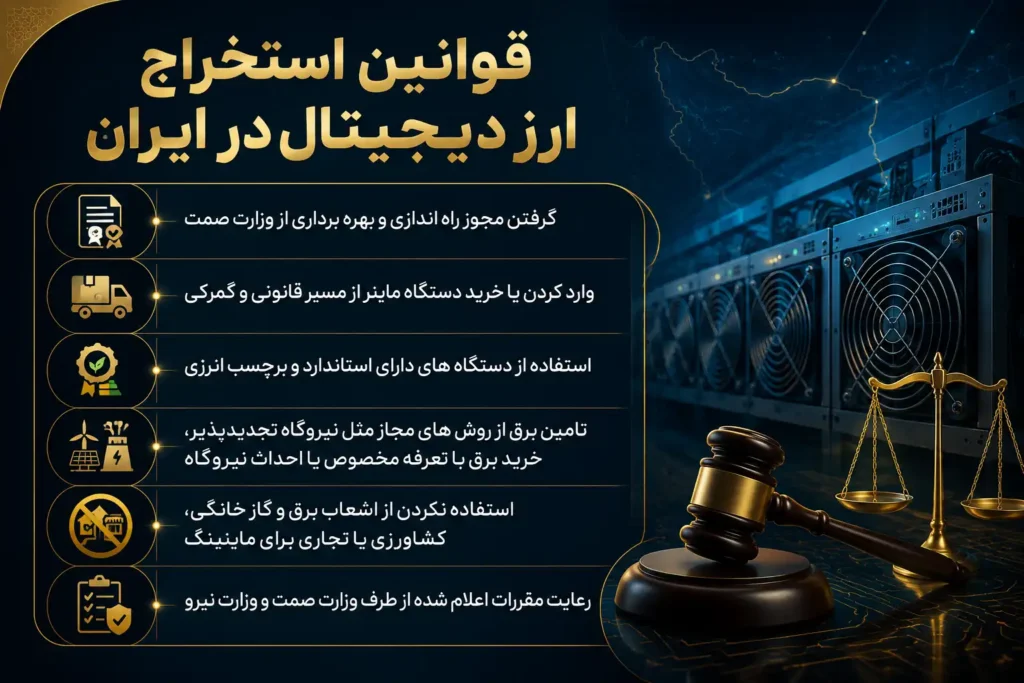 قوانین استخراج ارز دیجیتال در ایران
