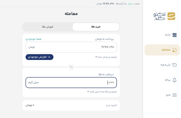 خرید و فروش طلا در پلتفرم تکنوگلد