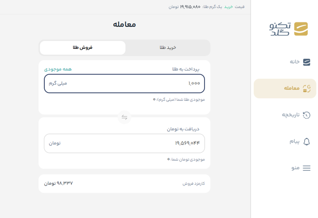 خرید و فروش طلا در پلتفرم تکنوگلد