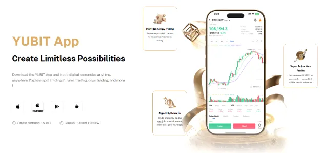 اپلیکیشن موبایل صرافی Yubit