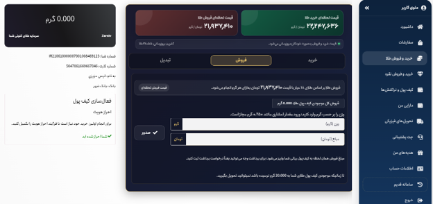 خرید و فروش طلا در پلتفرم زرنیو