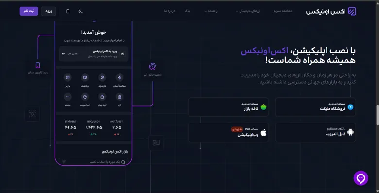 بررسی امکانات صرافی اکس اونیکس