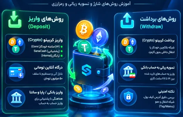  آموزش قدم به قدم واریز و برداشت در صرافی ساناکش 