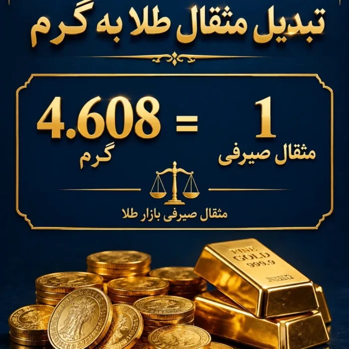 تبدیل مثقال ب طلا،۱ مثقال صیرفی = ۴.۶۰۸ گرم